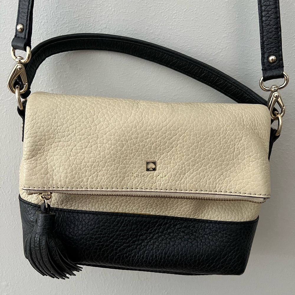 Kate Spade cream and black leather handbag